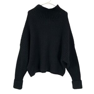 Maeve Anthropologie Black Chunky Knit Mock Neck Sweater Pullover Women's Large